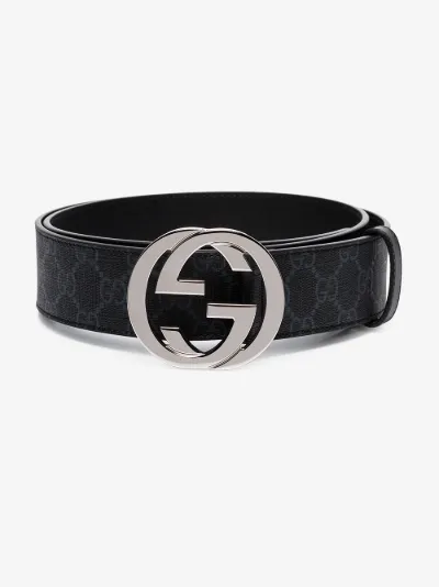 Gucci black Supreme GG canvas and leather belt